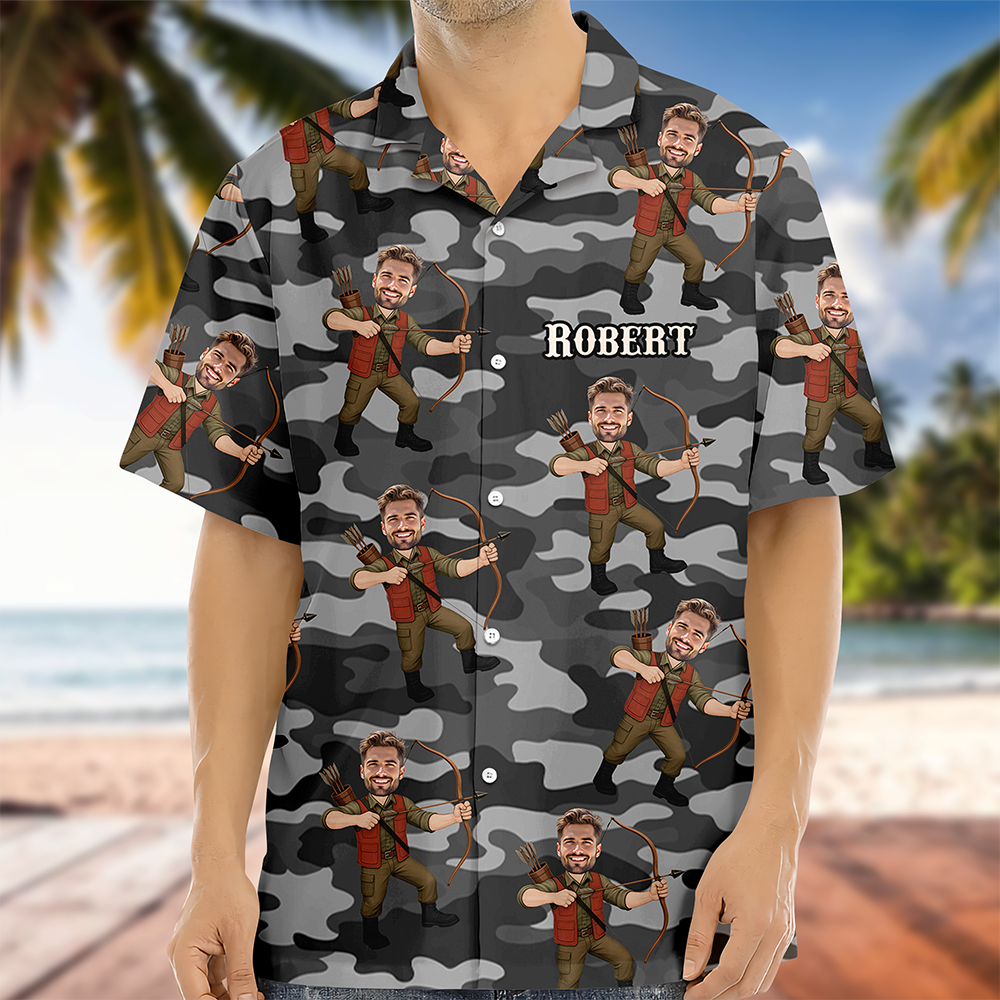 Custom Funny Photo Hunting Dad Hawaiian Shirt For Hunting Season CH07 895770