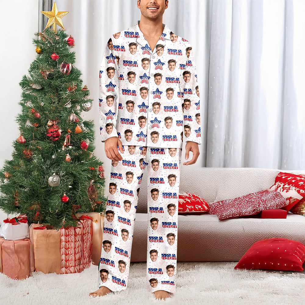 Custom Face Celebrate 250 Years America Anniversary 250th Independence Day Pajamas CH07 899746