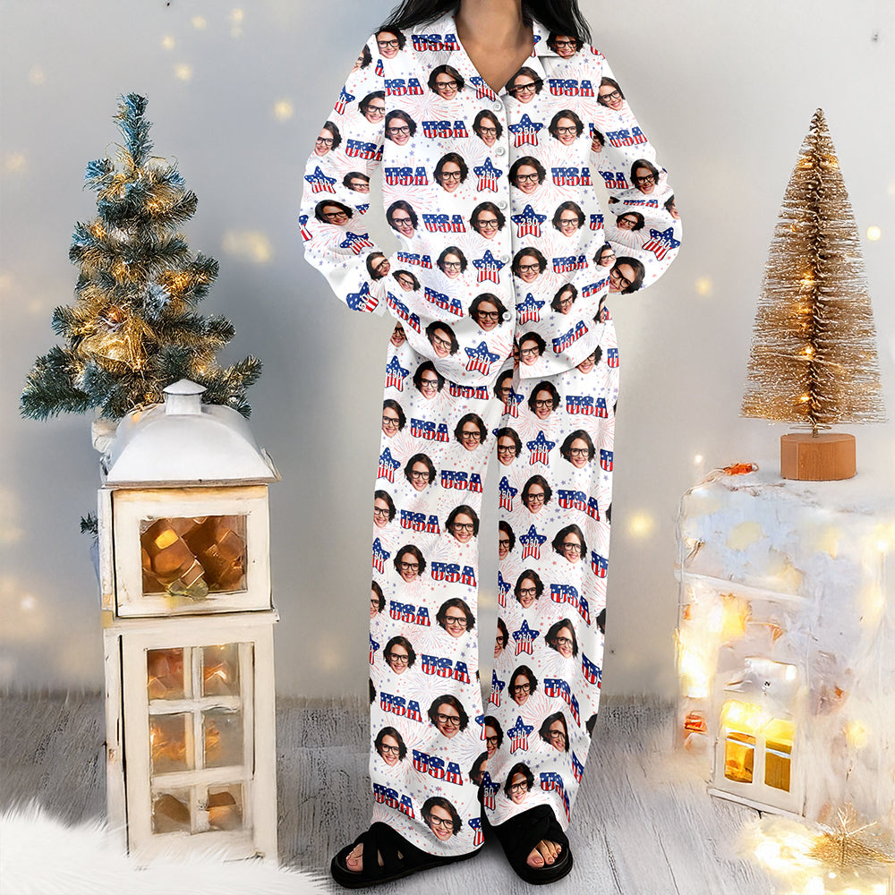 Custom Face Celebrate 250 Years America Anniversary 250th Independence Day Pajamas CH07 899746