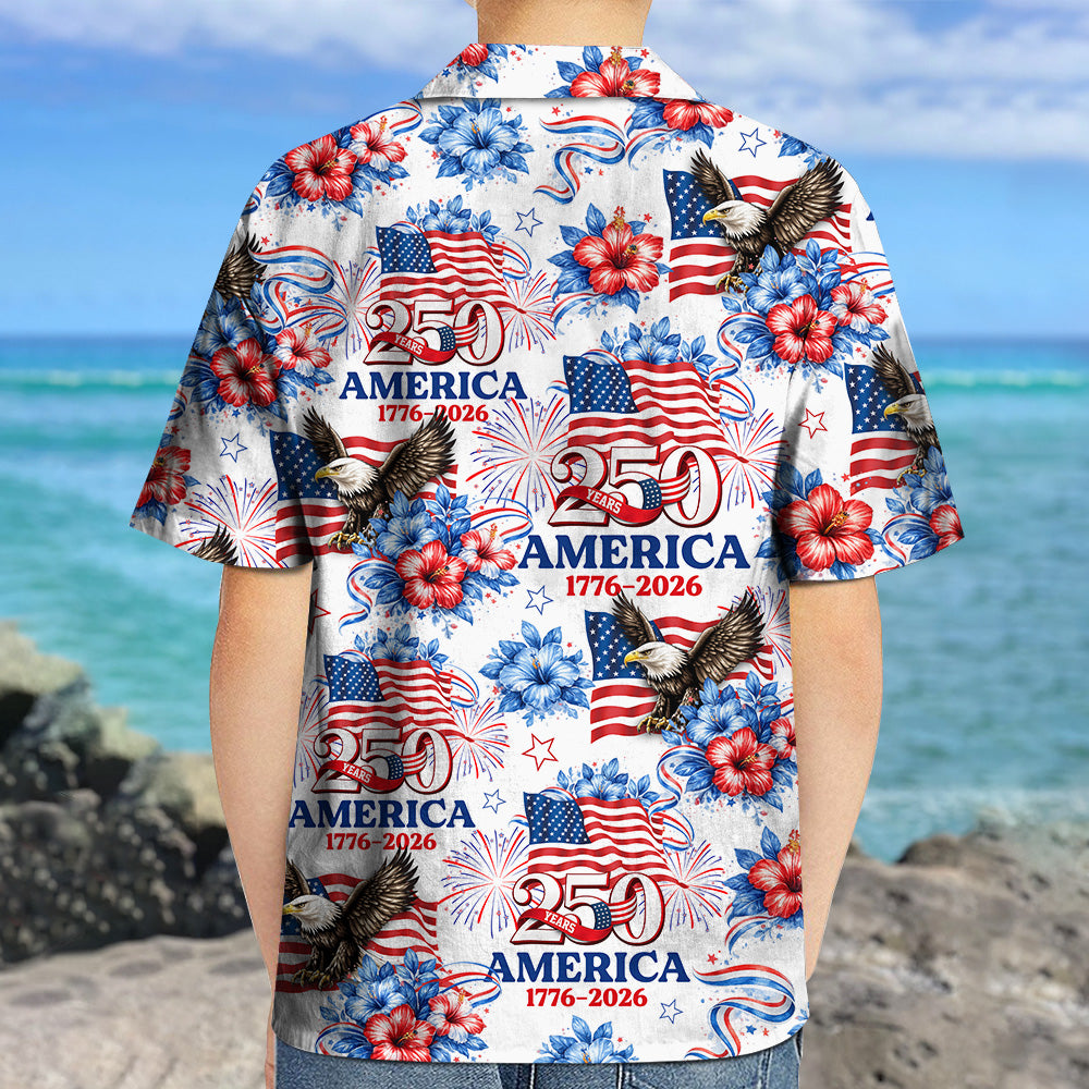 Personalized USA 250th Anniversary 1776–2026 Kid Hawaii Shirt – Patriotic Eagle Flag Gift for 4th of July TH10 169397