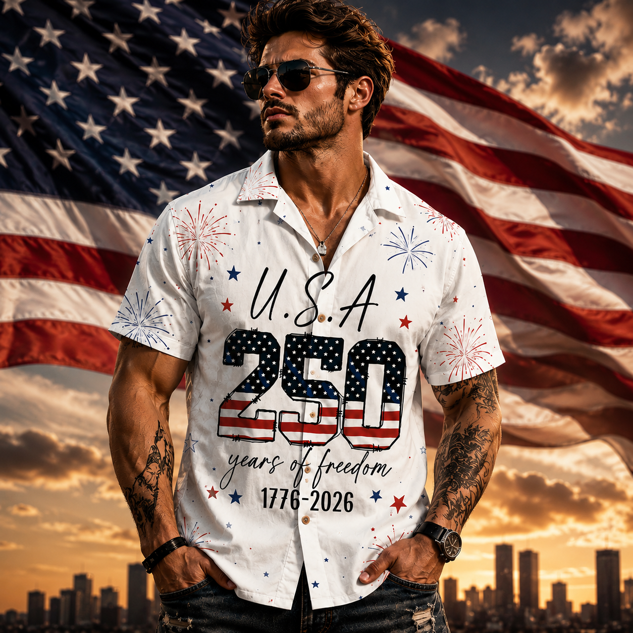 USA 250 Years of Freedom Hawaii Shirt 1776-2026 Patriotic Gift CH07 911748