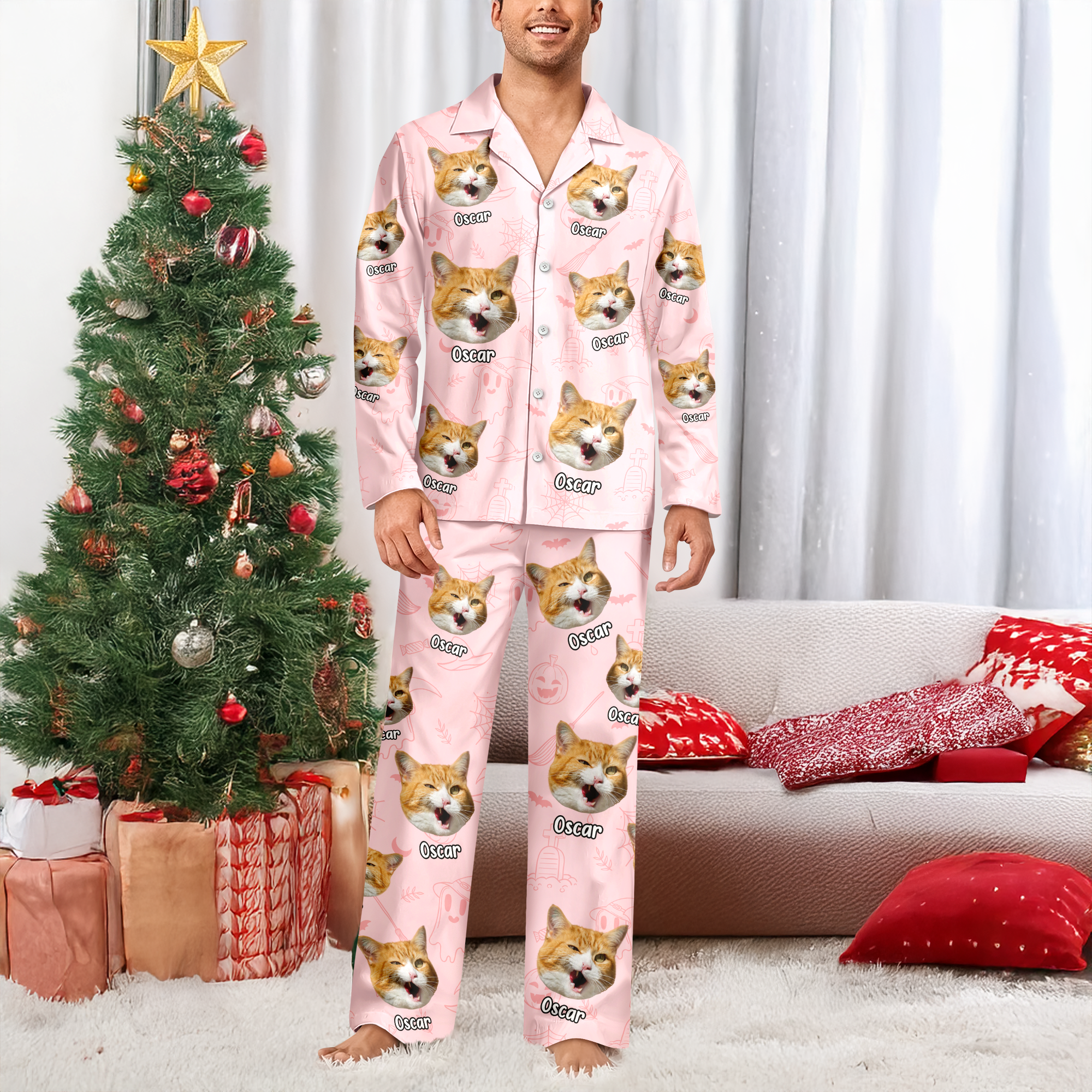 Custom Cat Photo Halloween Season Pajamas For Cat Lovers TH10 896131