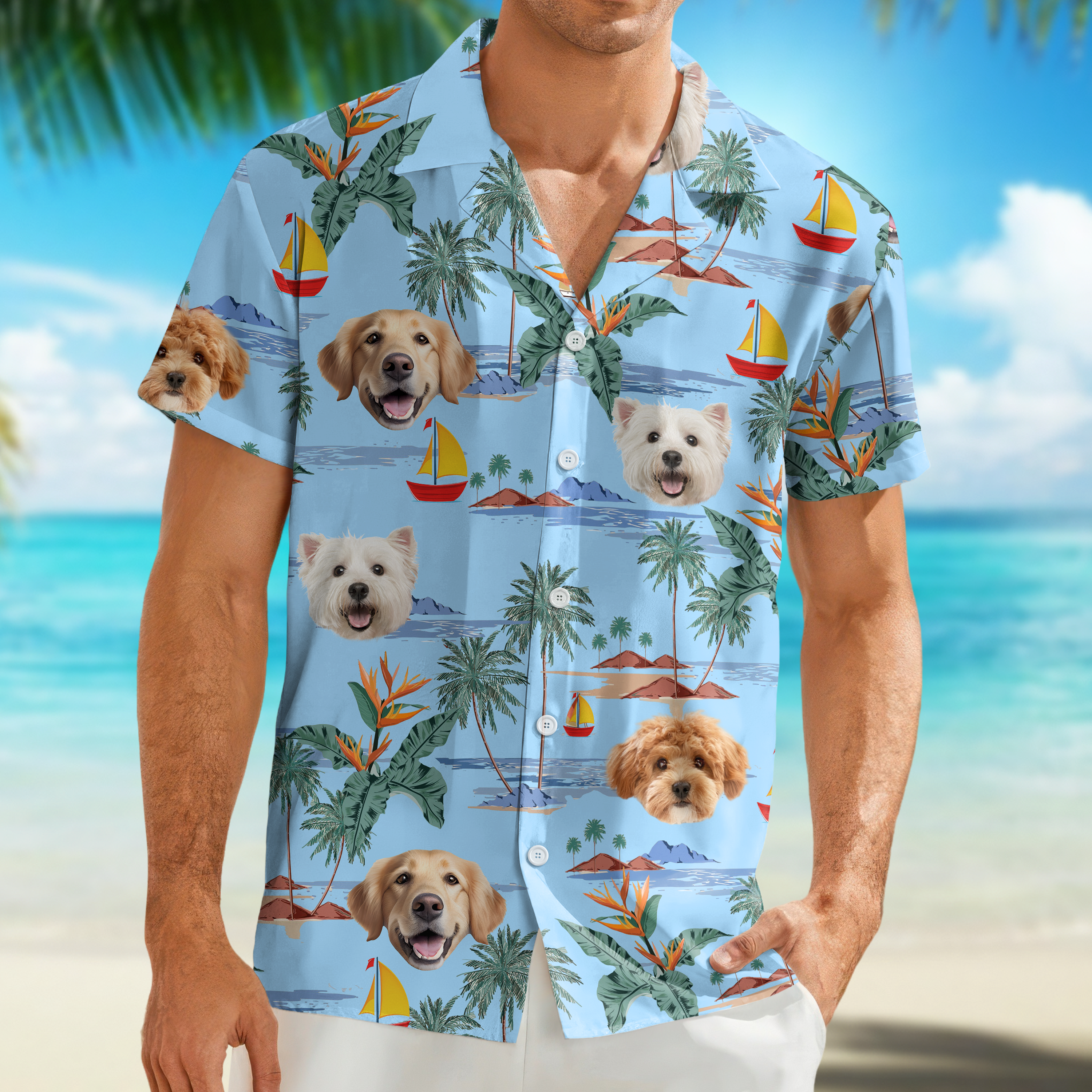 Custom Cute Dog Face Tropical Summer Vibe Hawaii Shirt LM32 893413