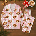 Custom Dog Photo With Stripe Personalized Satin Pajamas For Dog Lover HO82 900762