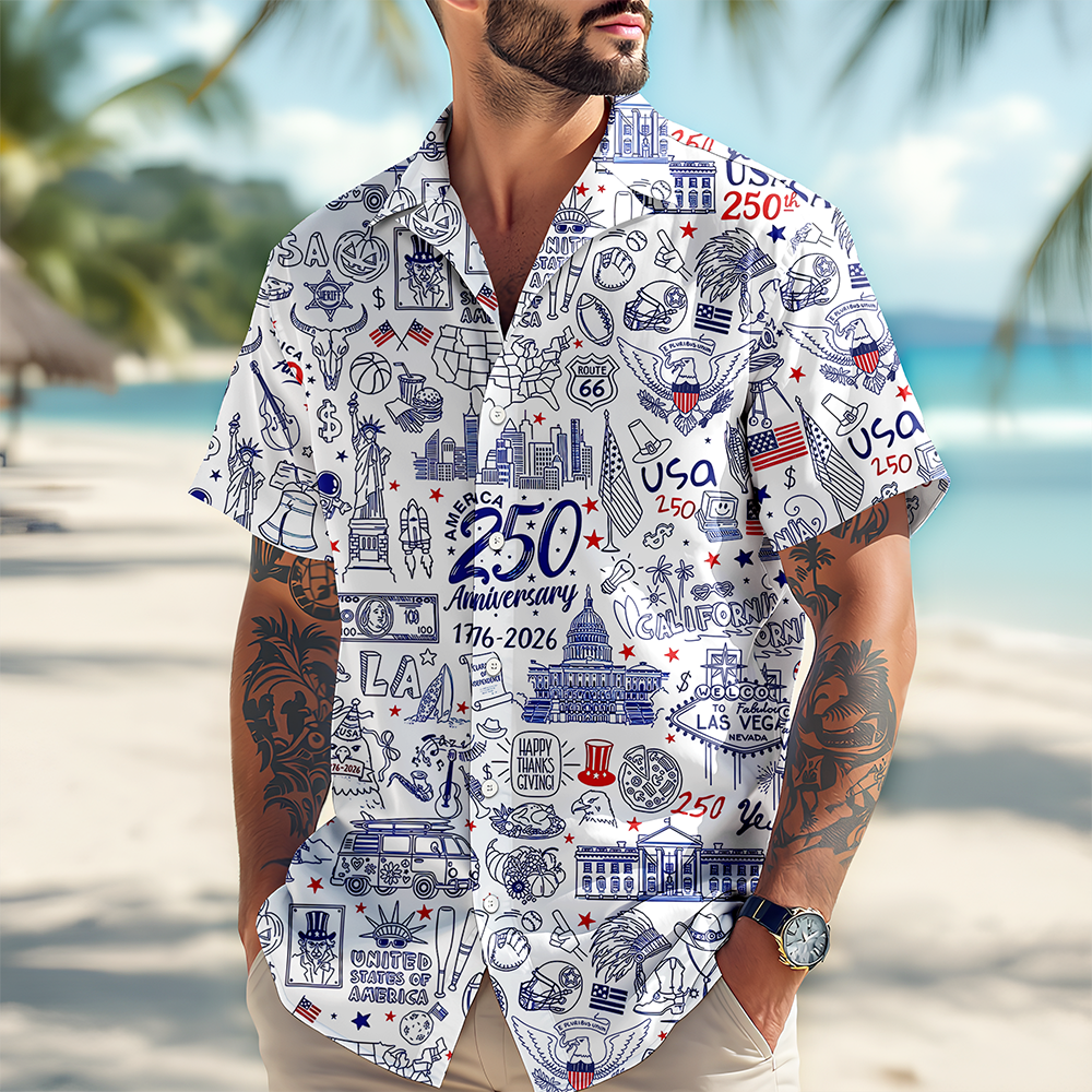 USA 250th Anniversary Patriotic Hawaii Shirt HA75 920884