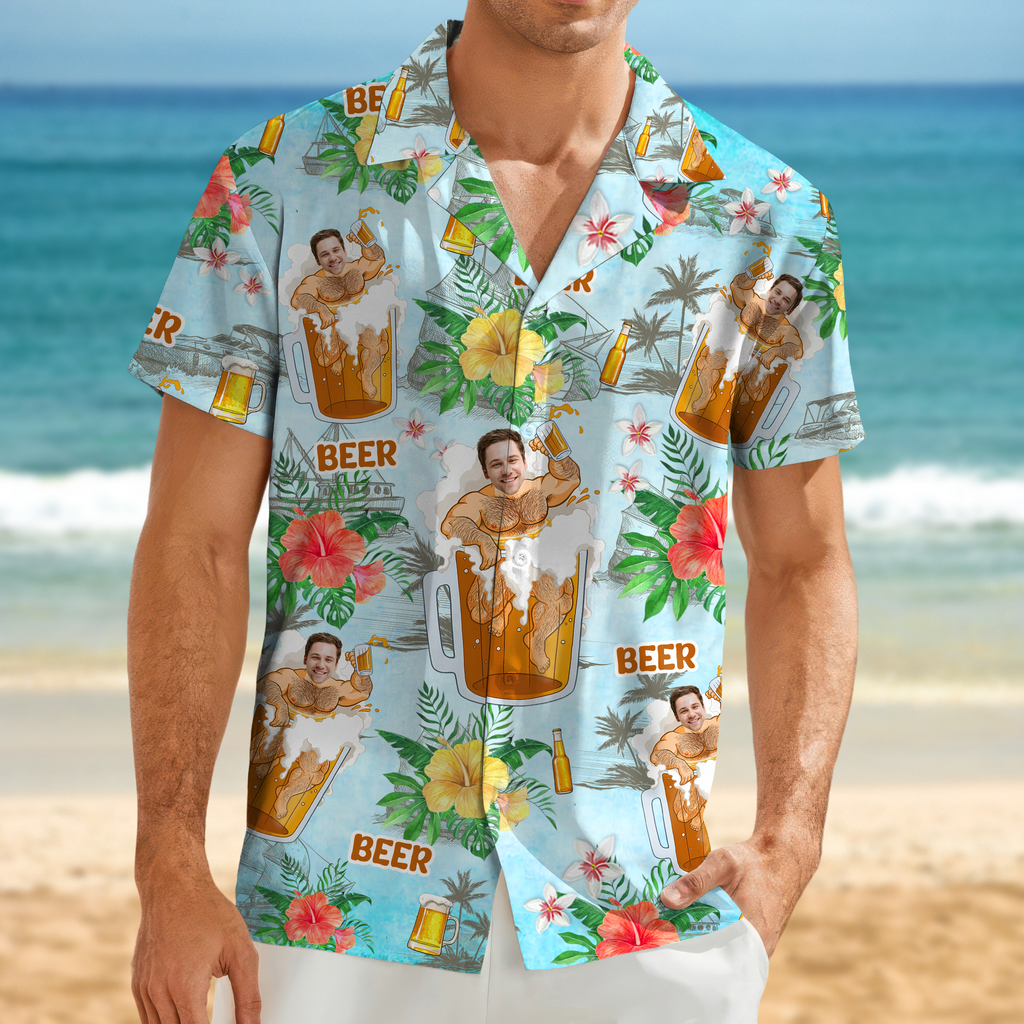 Custom Photo Beer Man Hawaiian Shirt Summer Gift For Beer Lovers CH07 895294