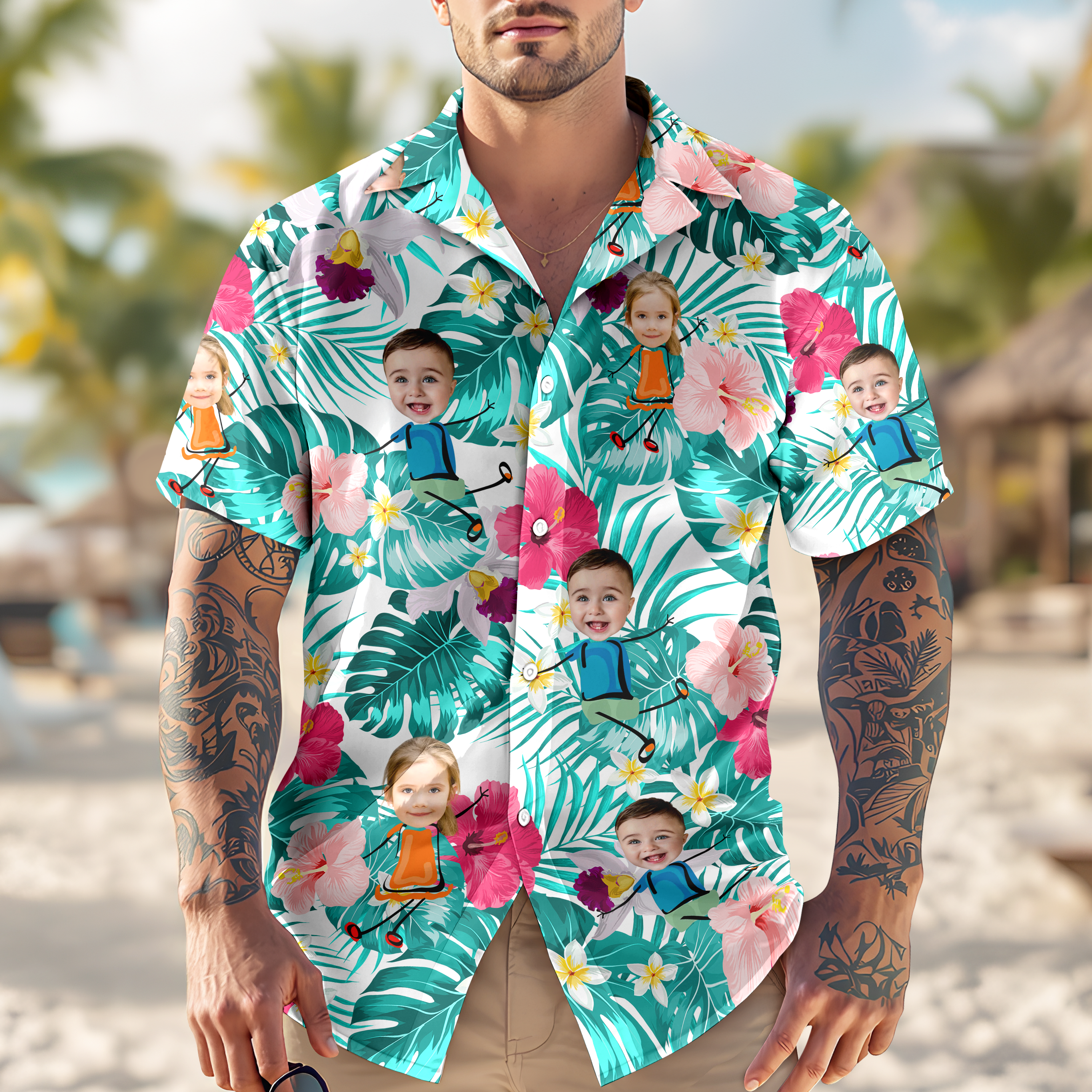 Custom Photo Funny Kids Personalized Hawaii Shirt Gift  For Family Members HA75 892082