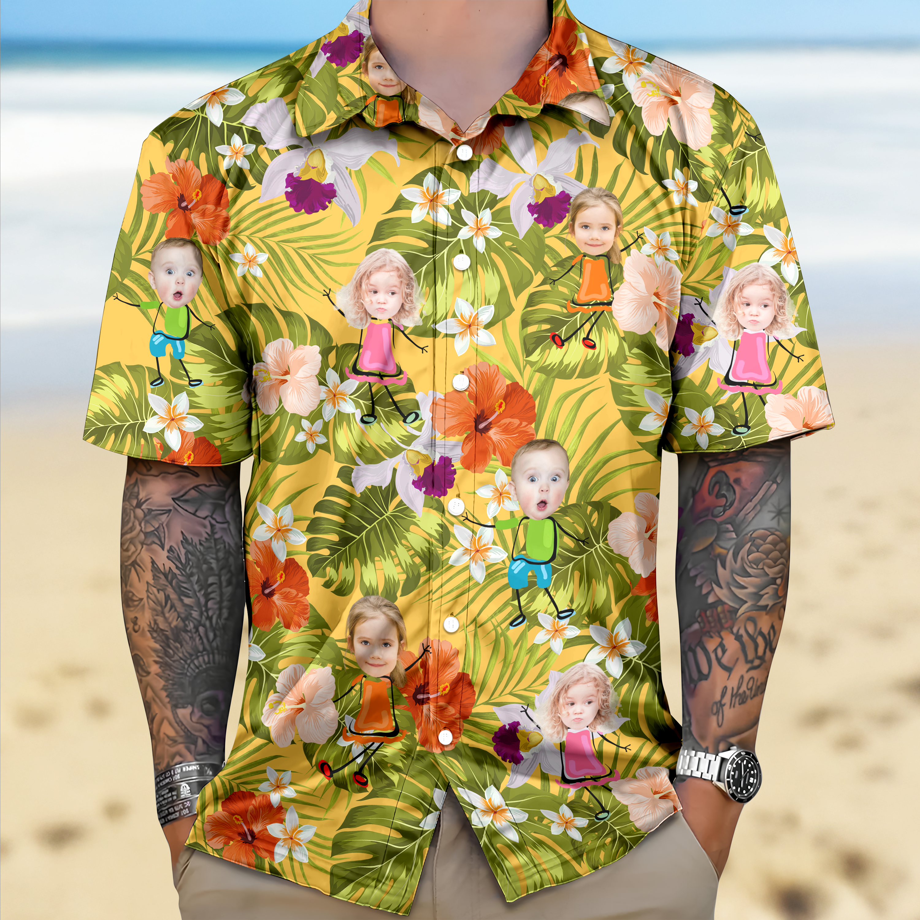 Custom Photo Funny Kids Personalized Hawaii Shirt Gift  For Family Members HA75 892082
