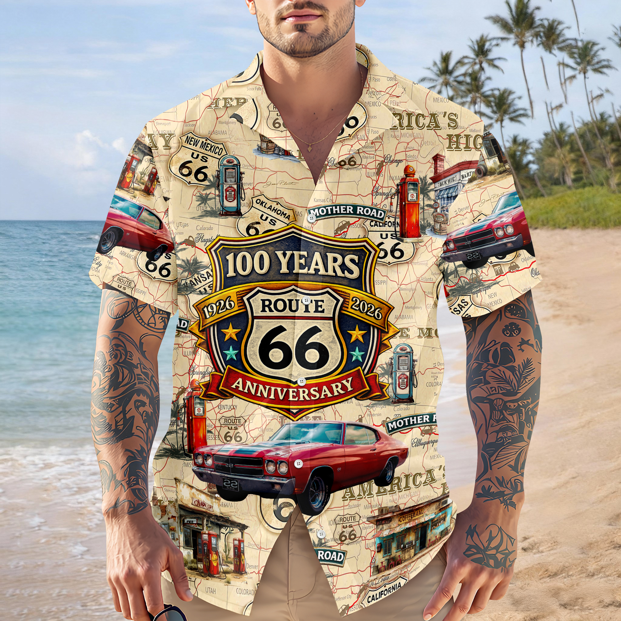 Custom Car Photo 100 Years of Route 66 Mother of Road Hawaii Shirt Car Lovers Gift CH07 910584