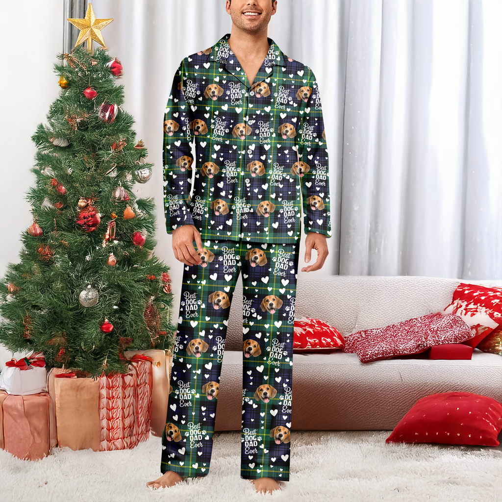 Custom Photo Best Dog Mom, Best Dog Dad Ever Pajamas HA75 897620
