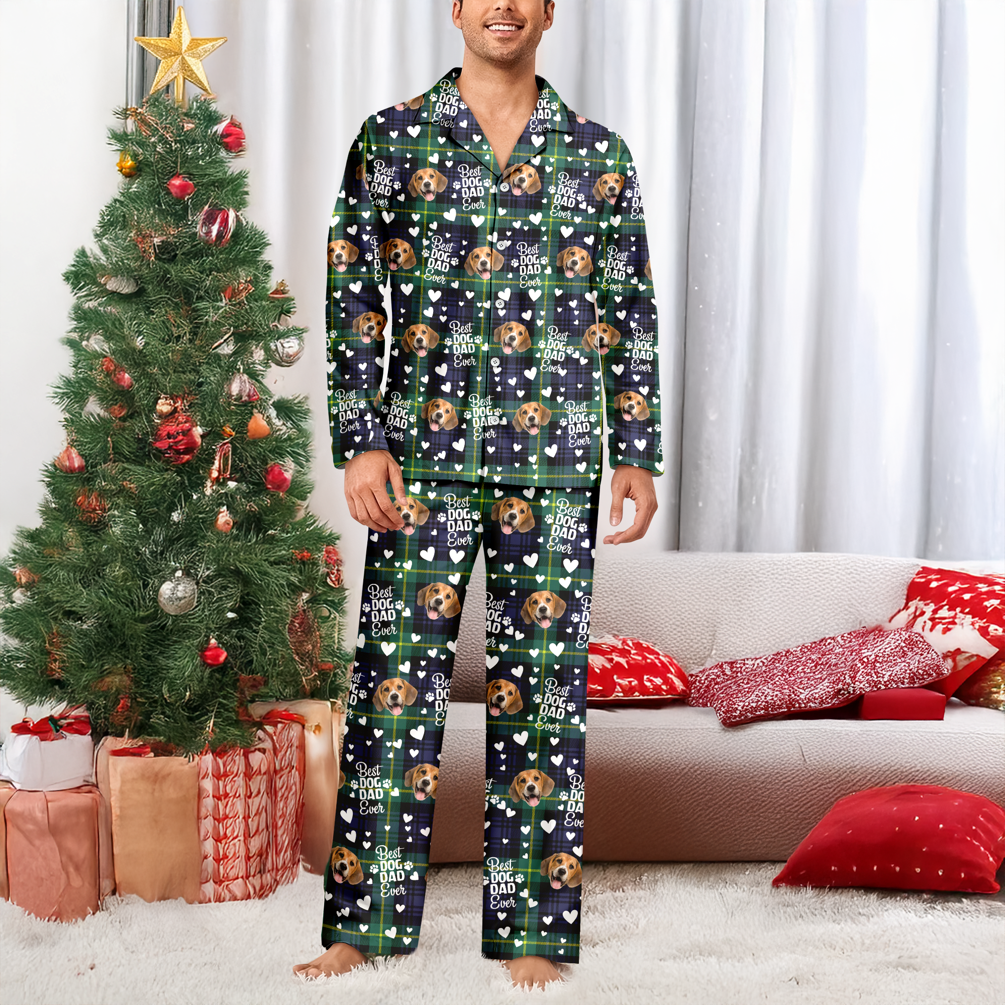 Custom Photo Best Dog Mom, Best Dog Dad Ever Pajamas HA75 897620