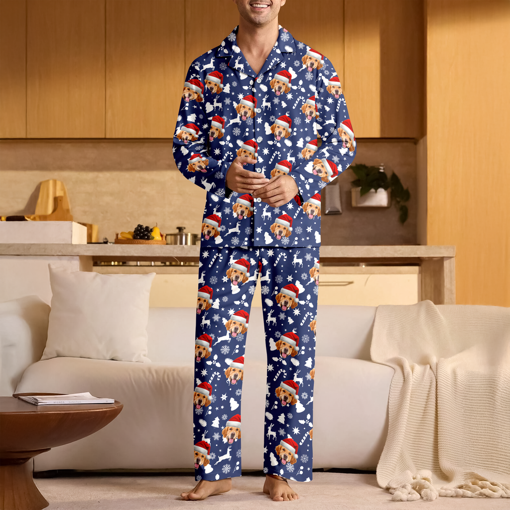 Custom Photo Dog Cat Face Christmas Pajamas Gift For Pet Lovers CH07 896620