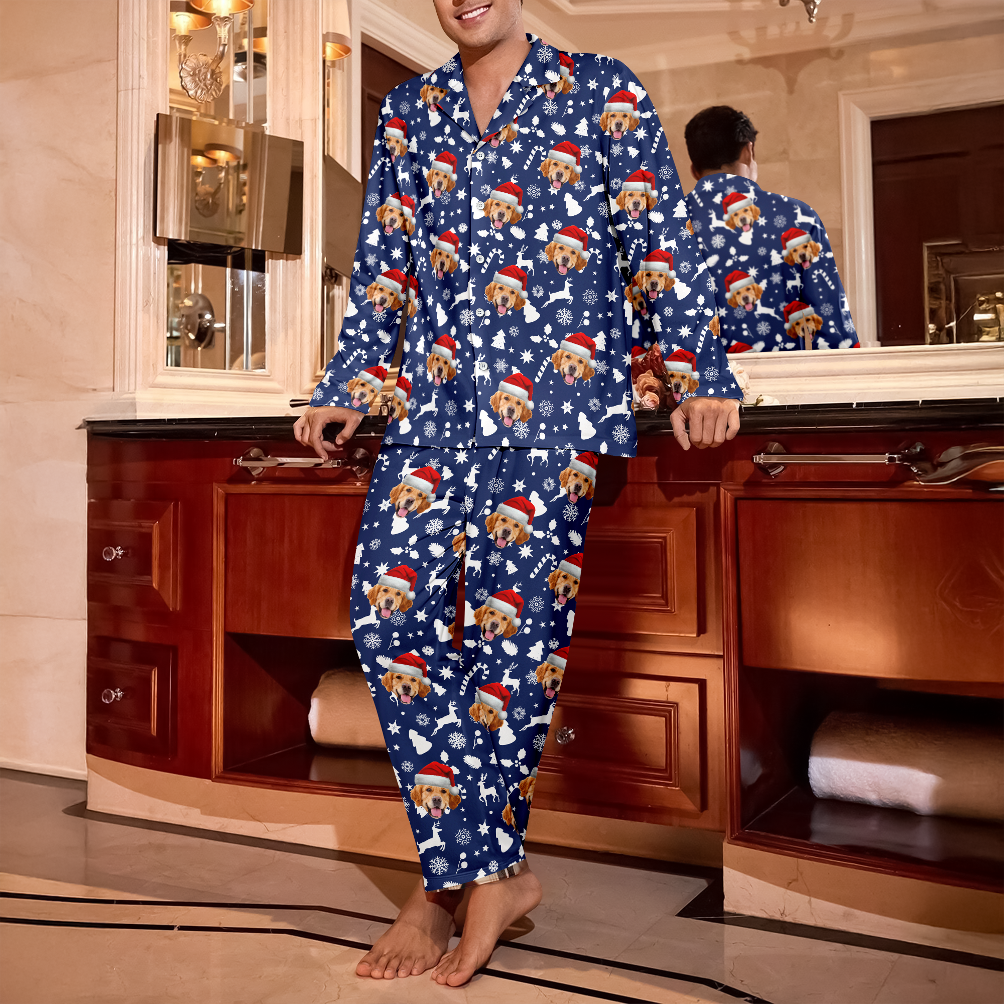 Custom Photo Dog Cat Face Christmas Pajamas Gift For Pet Lovers CH07 896620