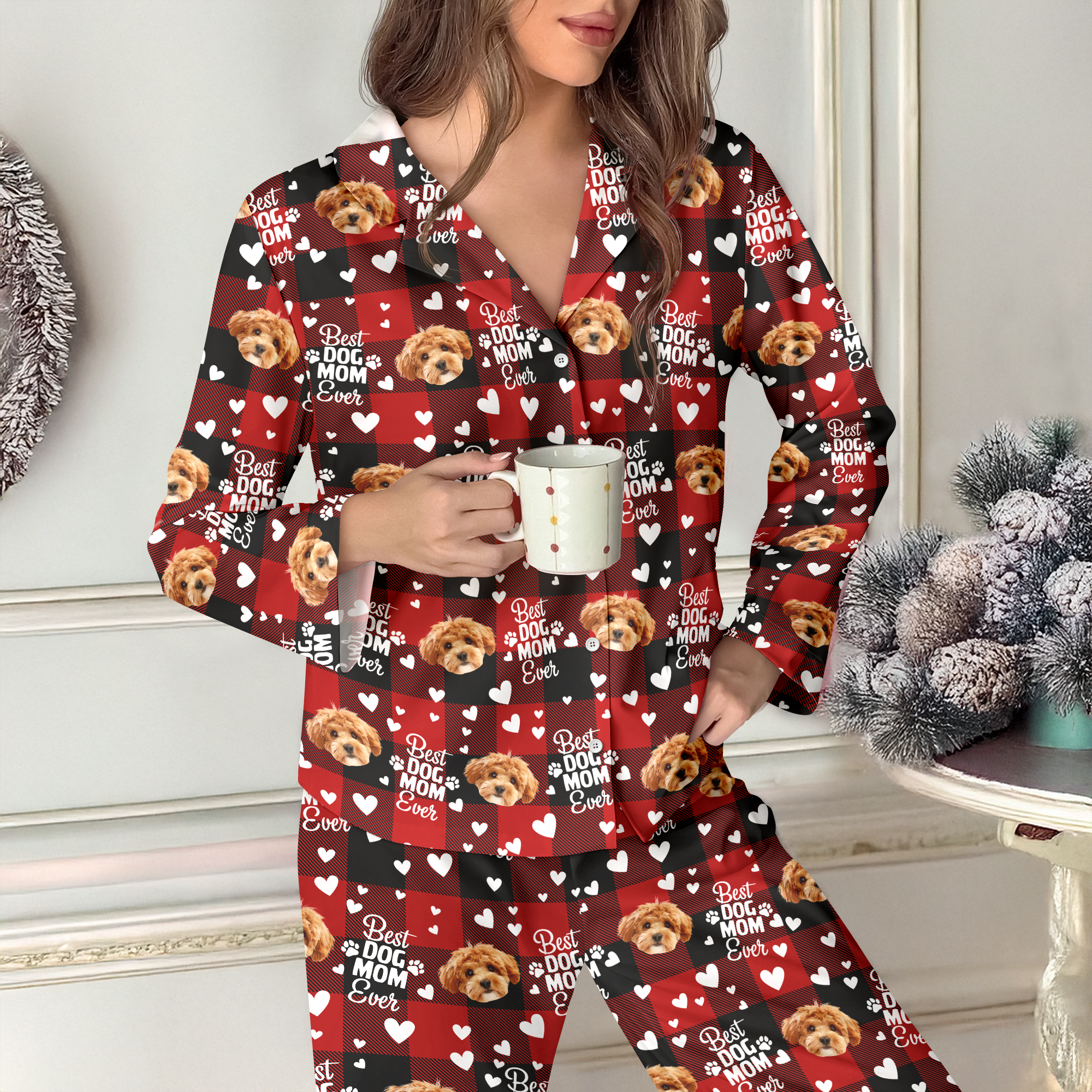 Custom Photo Best Dog Mom, Best Dog Dad Ever Pajamas HA75 897620