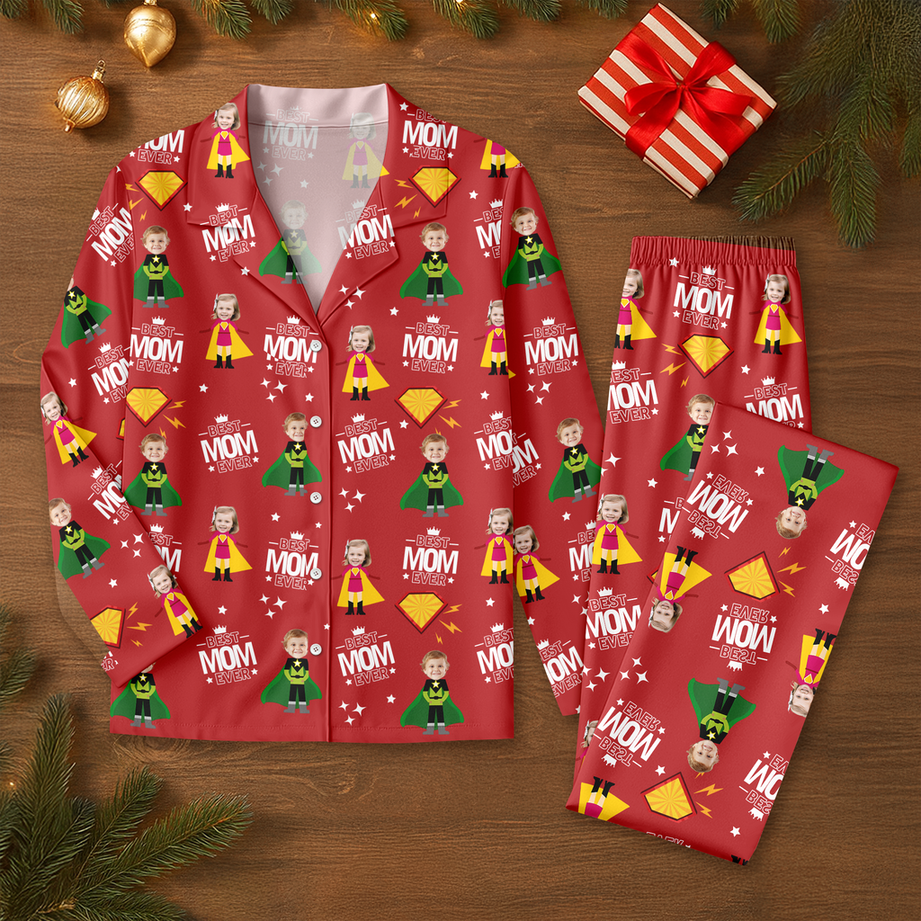 Custom Face Kid Best Mom Ever, Best Dad Ever Pajamas HA75 892878