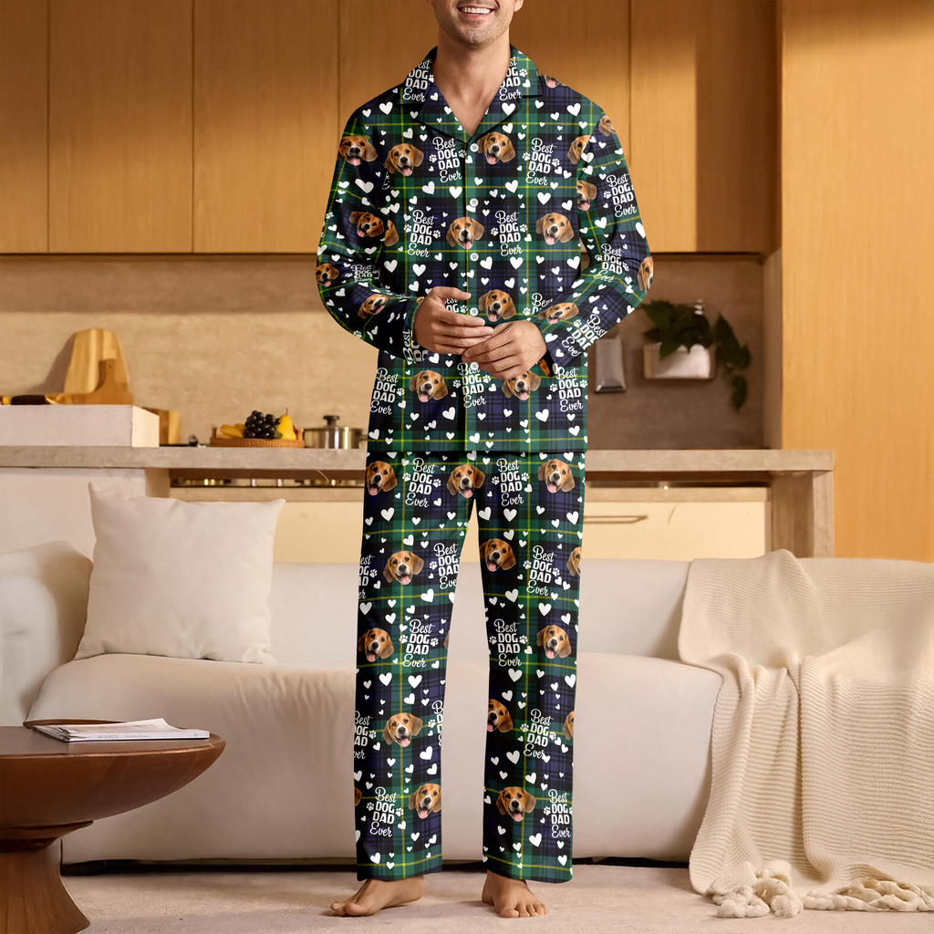 Custom Photo Best Dog Mom, Best Dog Dad Ever Pajamas HA75 897620