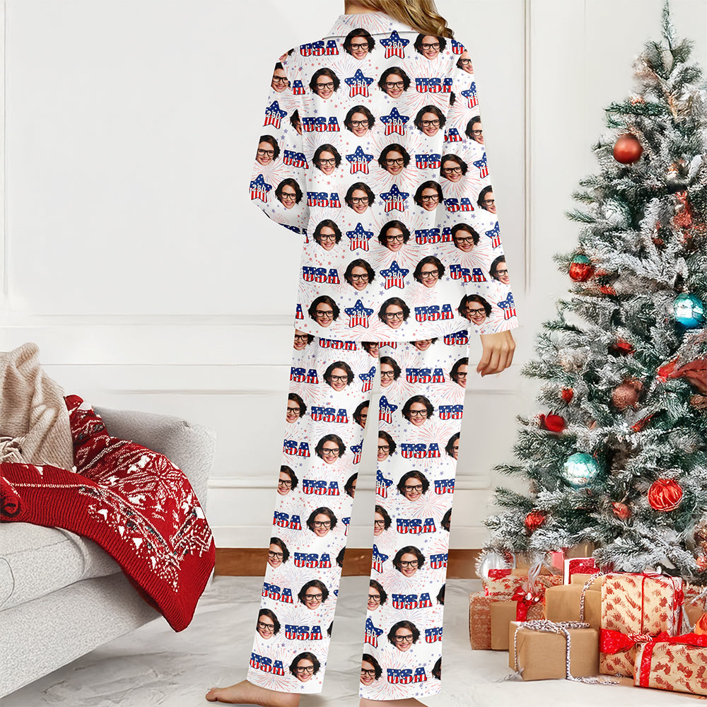 Custom Face Celebrate 250 Years America Anniversary 250th Independence Day Pajamas CH07 899746