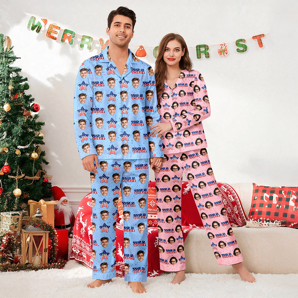 Custom Face Celebrate 250 Years America Anniversary 250th Independence Day Pajamas CH07 899746