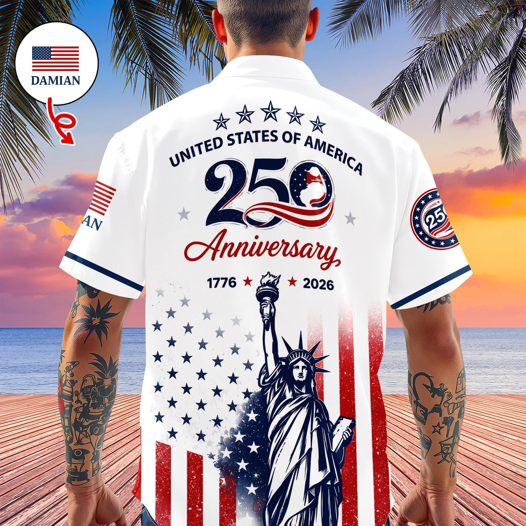 Custom Name American U.S.A 250 Years Of Freedom Hawaii Shirt HO82 902760