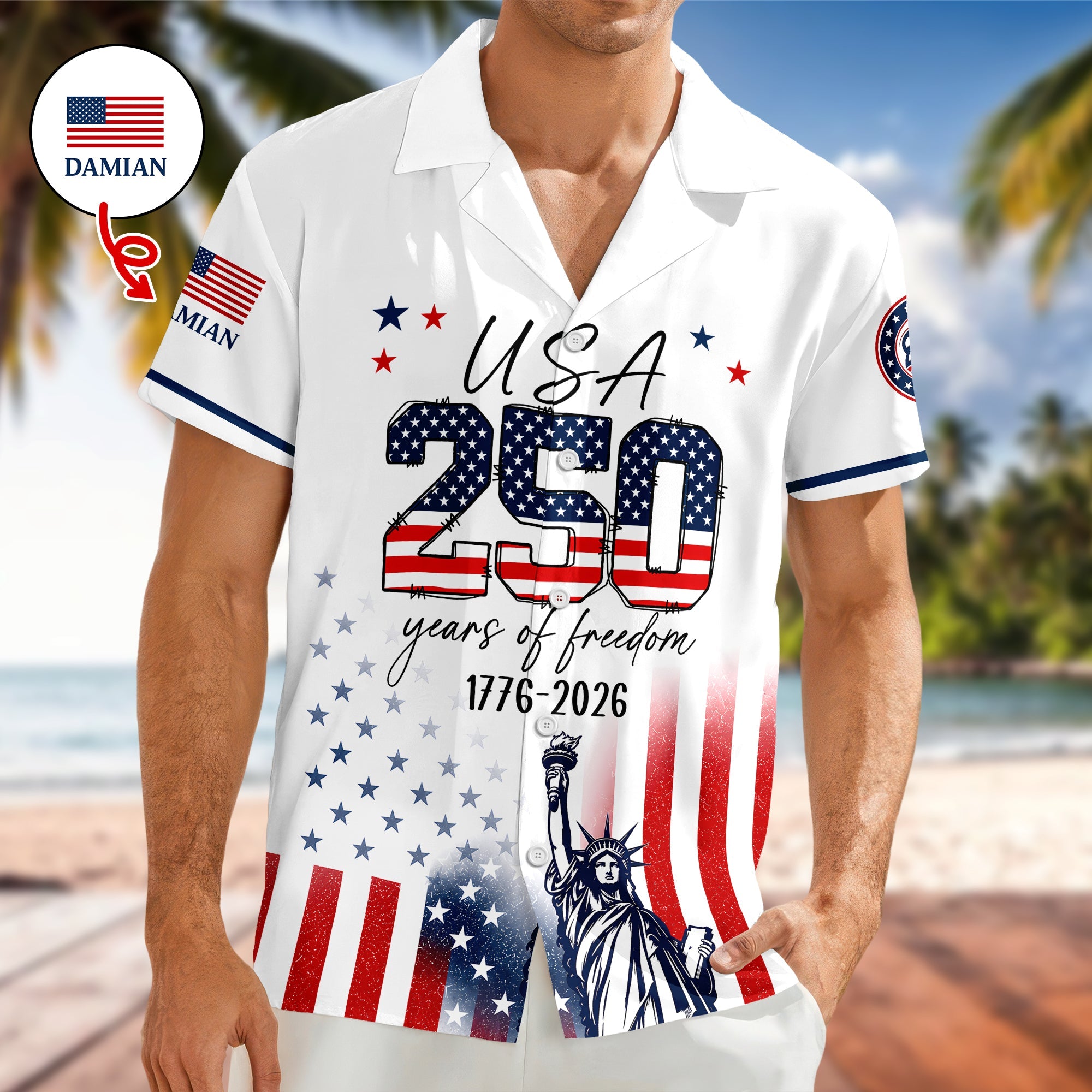 Custom Name American U.S.A 250 Years Of Freedom Hawaii Shirt HO82 902760