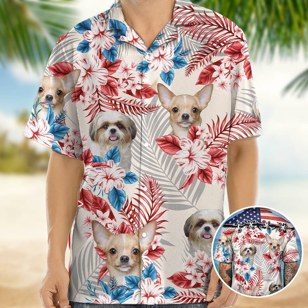 America Flag Hawaiian Shirt, Upload Dog Photo TA29 888382