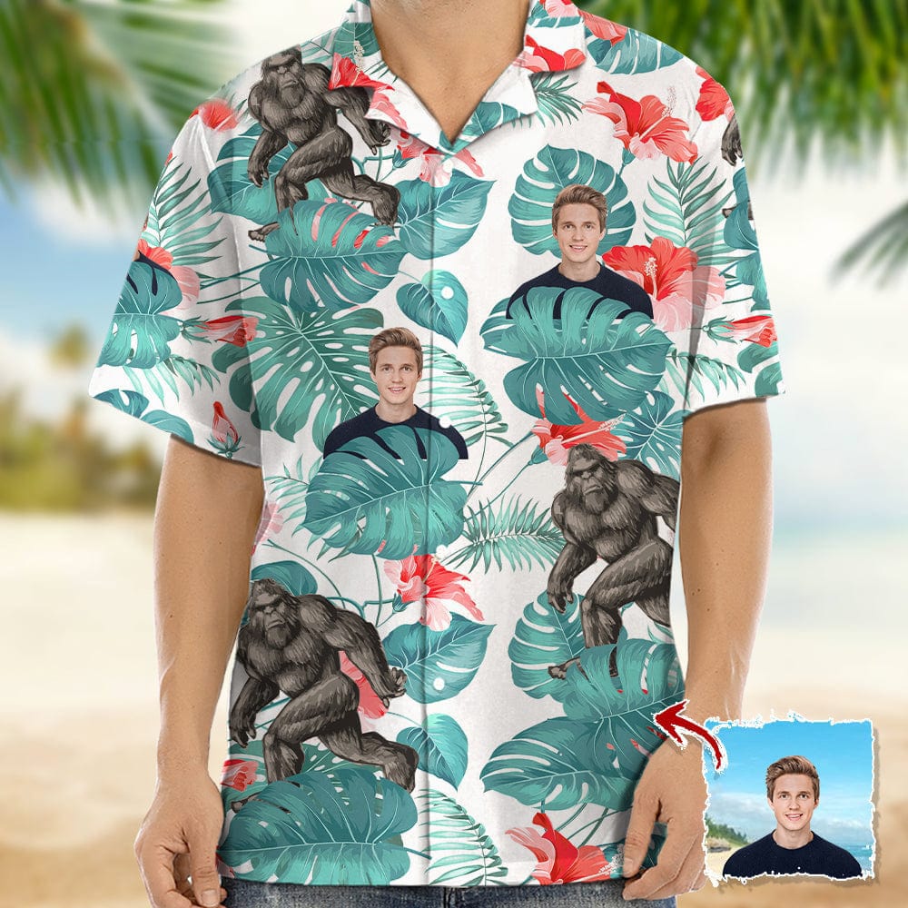 Bigfoot Style And Upload Photo Camping Hawaiian Shirt, N304 1238239