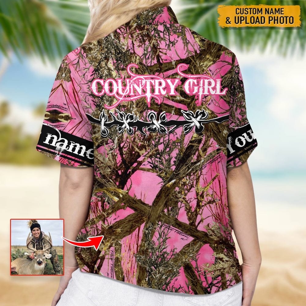 Upload Photo Pink Camouflage Hawaii Shirt T286 888408