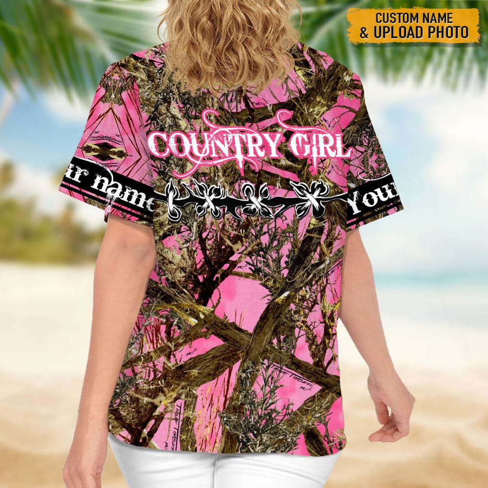 Upload Photo Pink Camouflage Hawaii Shirt T286 888408