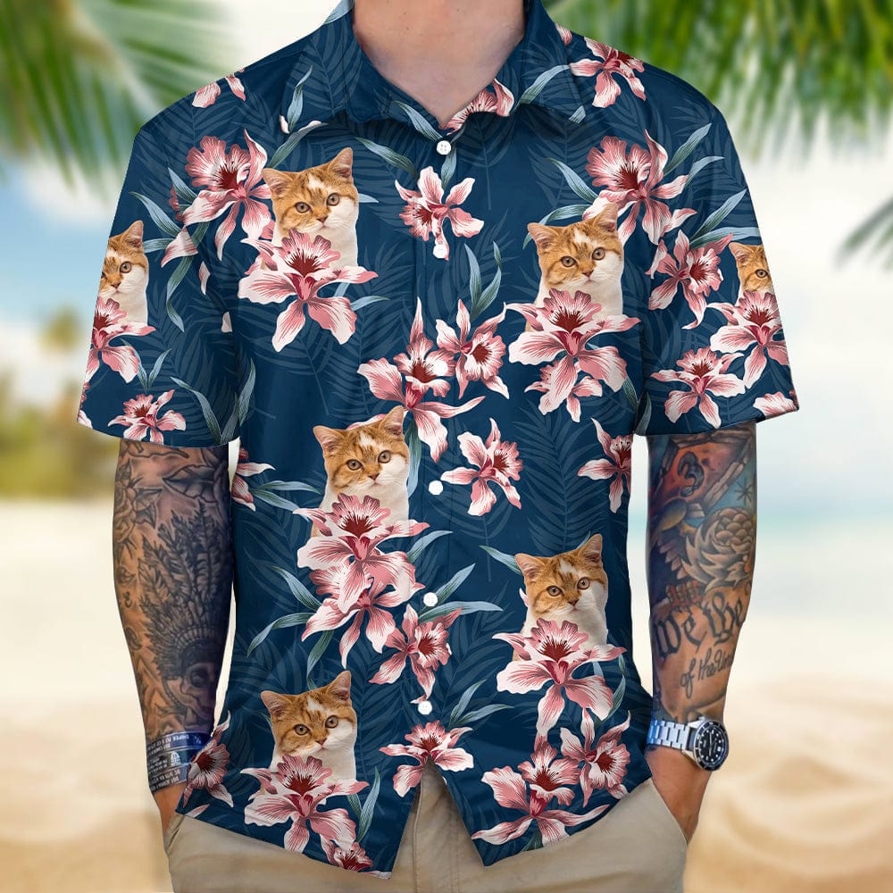 Custom Cat Photo Lily Flowers Design Hawaii Shirt N304 test_arena