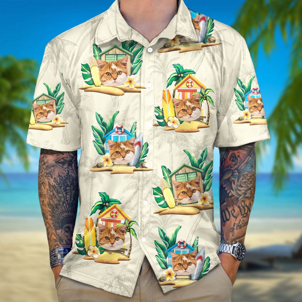 Custom Cat Photo Tropical Men's Hawaii Shirt TA29 889098