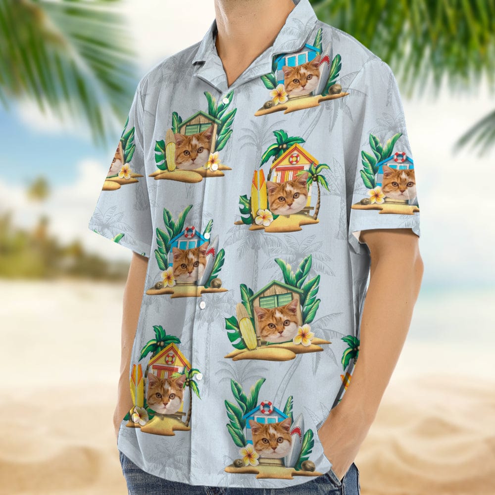 Custom Cat Photo Tropical Men's Hawaii Shirt TA29 889098