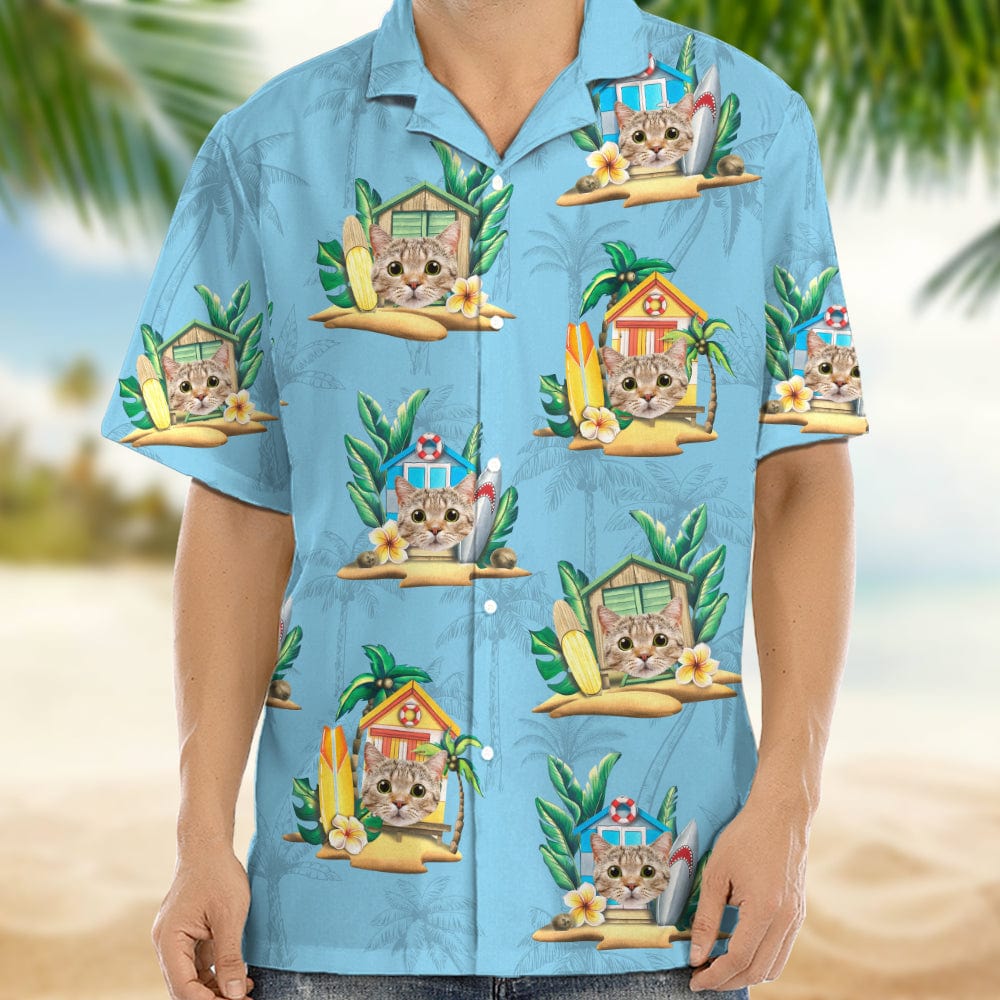 Custom Cat Photo Tropical Men's Hawaii Shirt TA29 889098