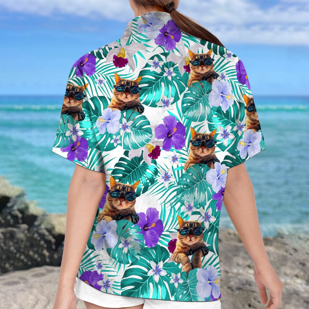 Custom Cat Photo Tropical Style Woman Hawaii Shirt N304 889569