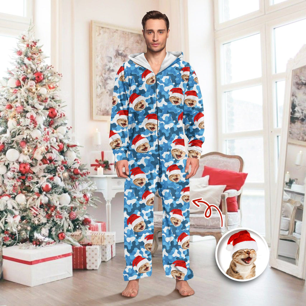 Custom Cat Photo With Camo Background Onesie Pajamas HO82 893376
