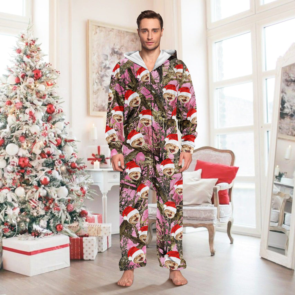 Custom Cat Photo With Camo Background Onesie Pajamas HO82 893376