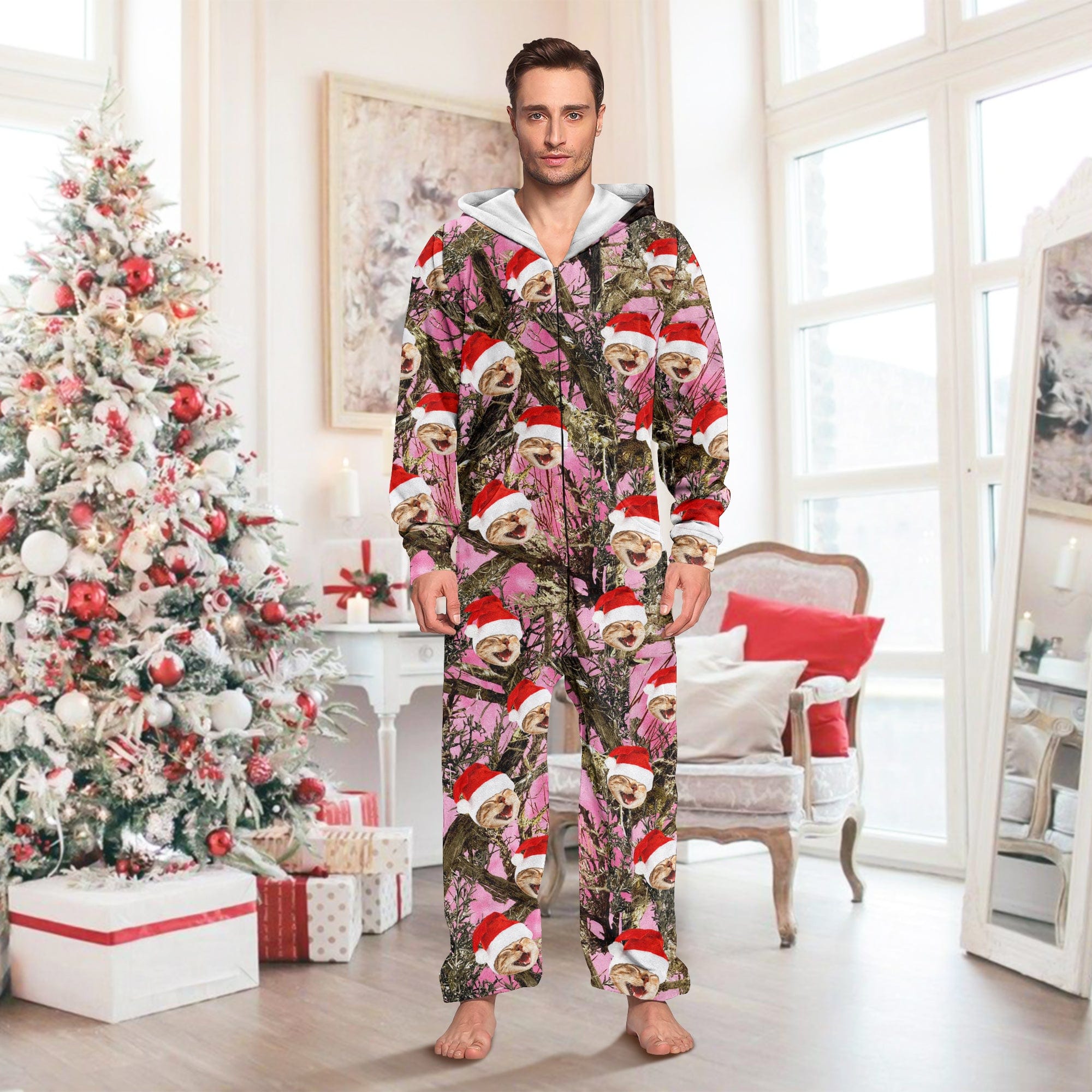 Custom Cat Photo With Camo Background Onesie Pajamas HO82 893376