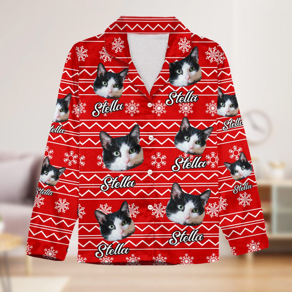 Custom Cat Photo With Christmas Background  Pajamas DA199 889506