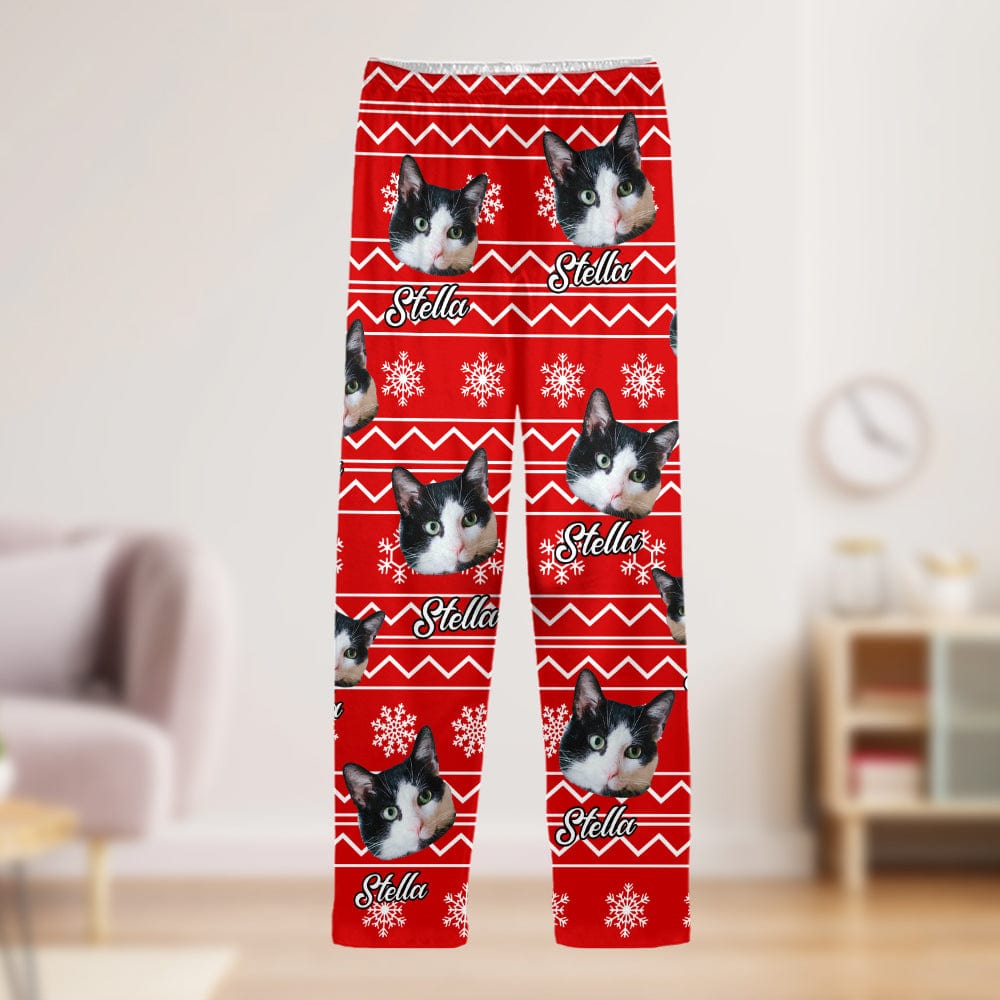 Custom Cat Photo With Christmas Background  Pajamas DA199 889506