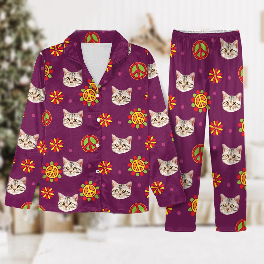 Custom Cat Photo With Decoration Hippie Pajamas T368 888892