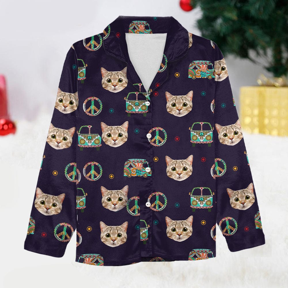 Custom Cat Photo With Decoration Hippie Pajamas T368 888892