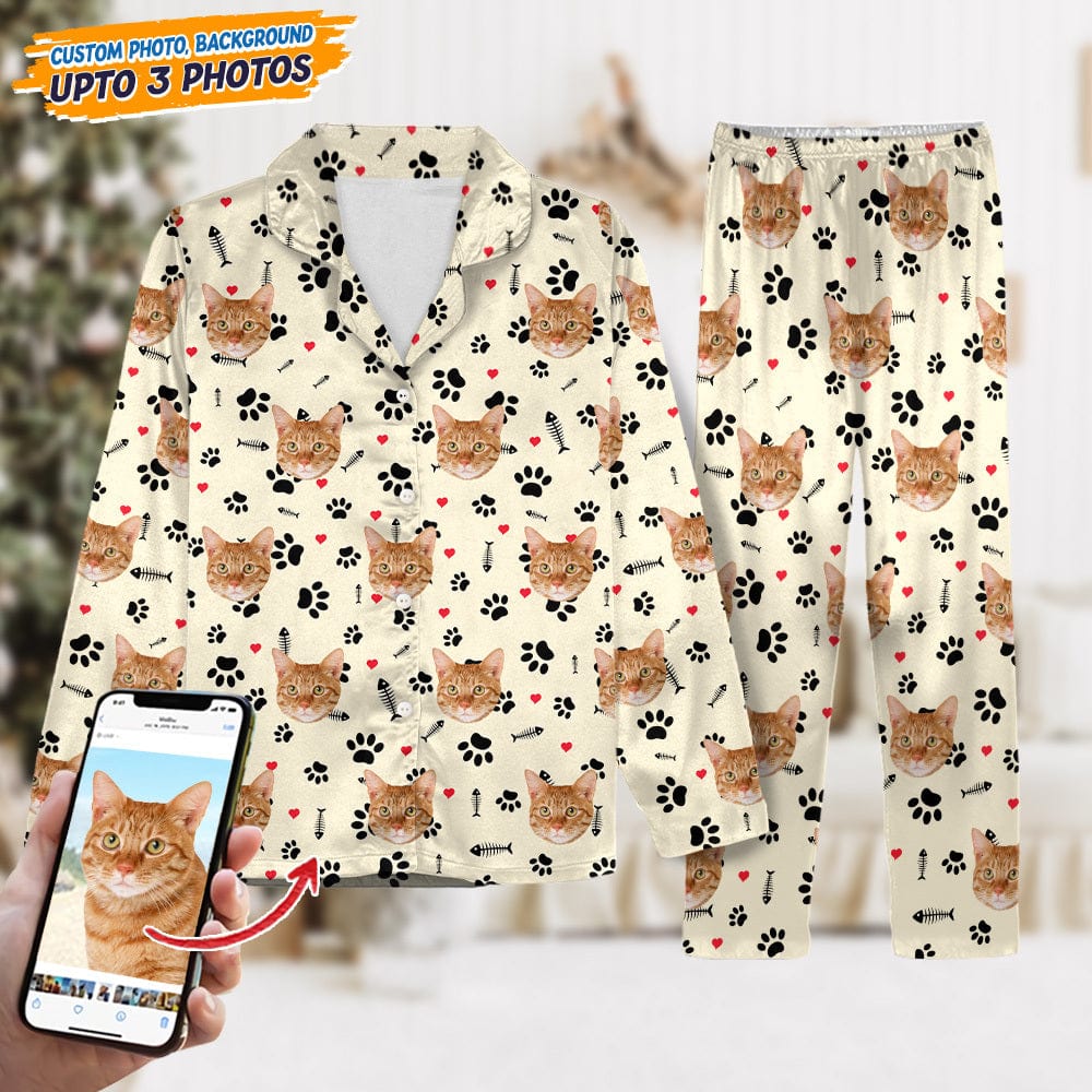 Custom Cat Photo With Icon Decoration Pajamas N304 888912