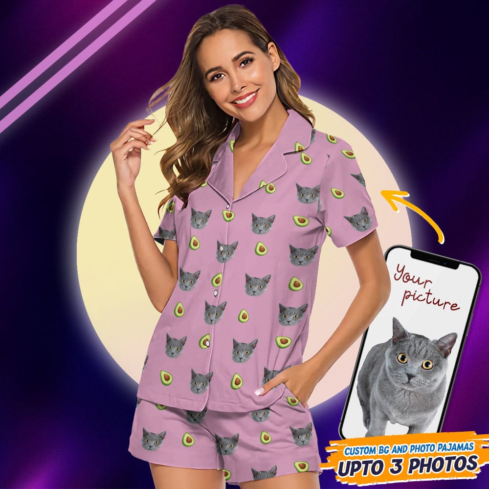 Custom Cat Photo With Icon Decoration Short Pajamas TA29 888904
