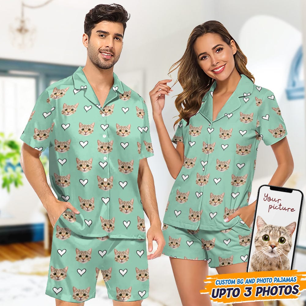 Custom Cat Photo With Icon Decoration Short Pajamas TA29 888904