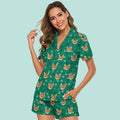 Custom Cat Photo With Polka Dots Pattern Short Pajamas T368 888886