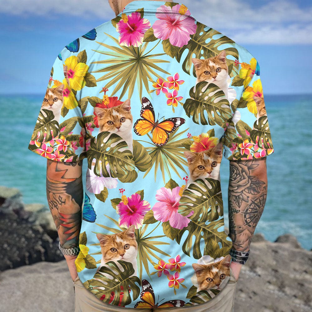 Custom Cat Photo With Tropical Hawaii Shirt N304 890657