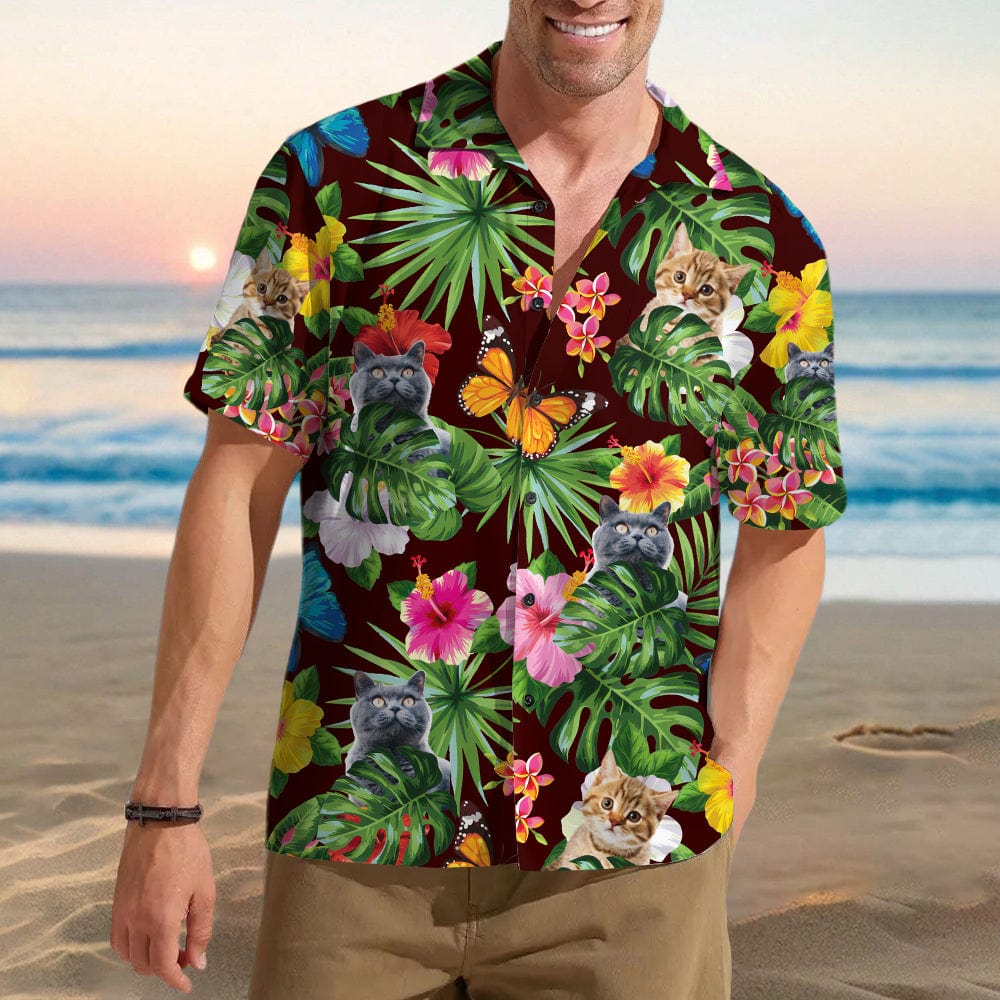 Custom Cat Photo With Tropical Hawaii Shirt N304 890657