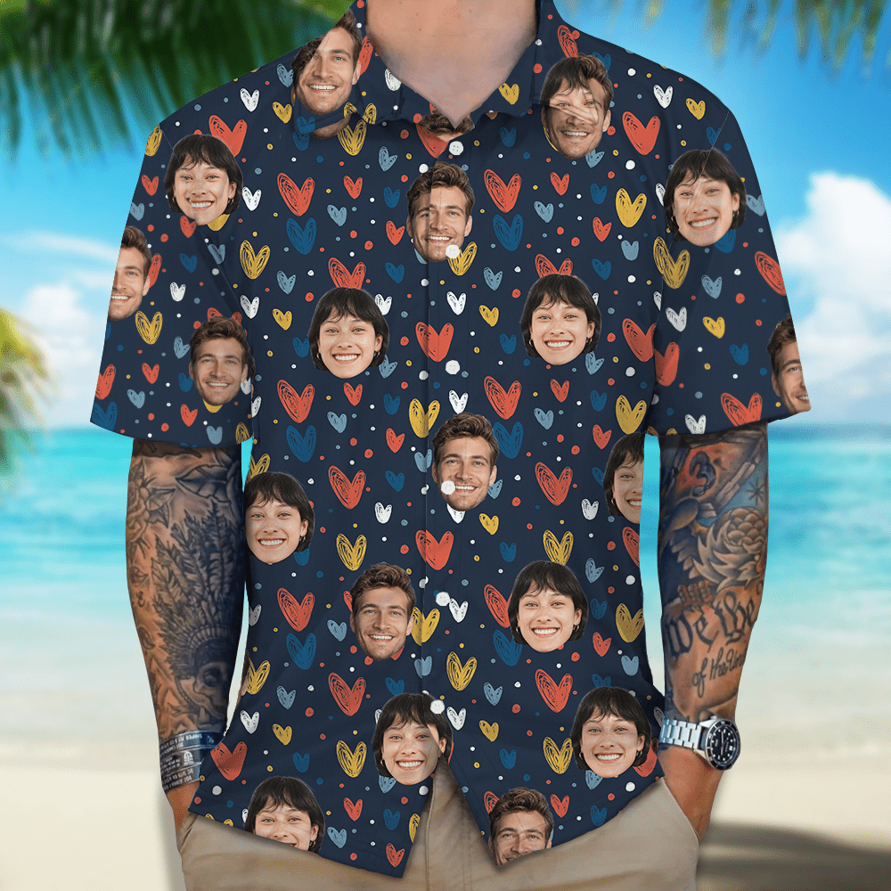 Custom Couple Face Hawaii Shirt Personalized Couple Photo Gifts Valentines Gift HA75 895056