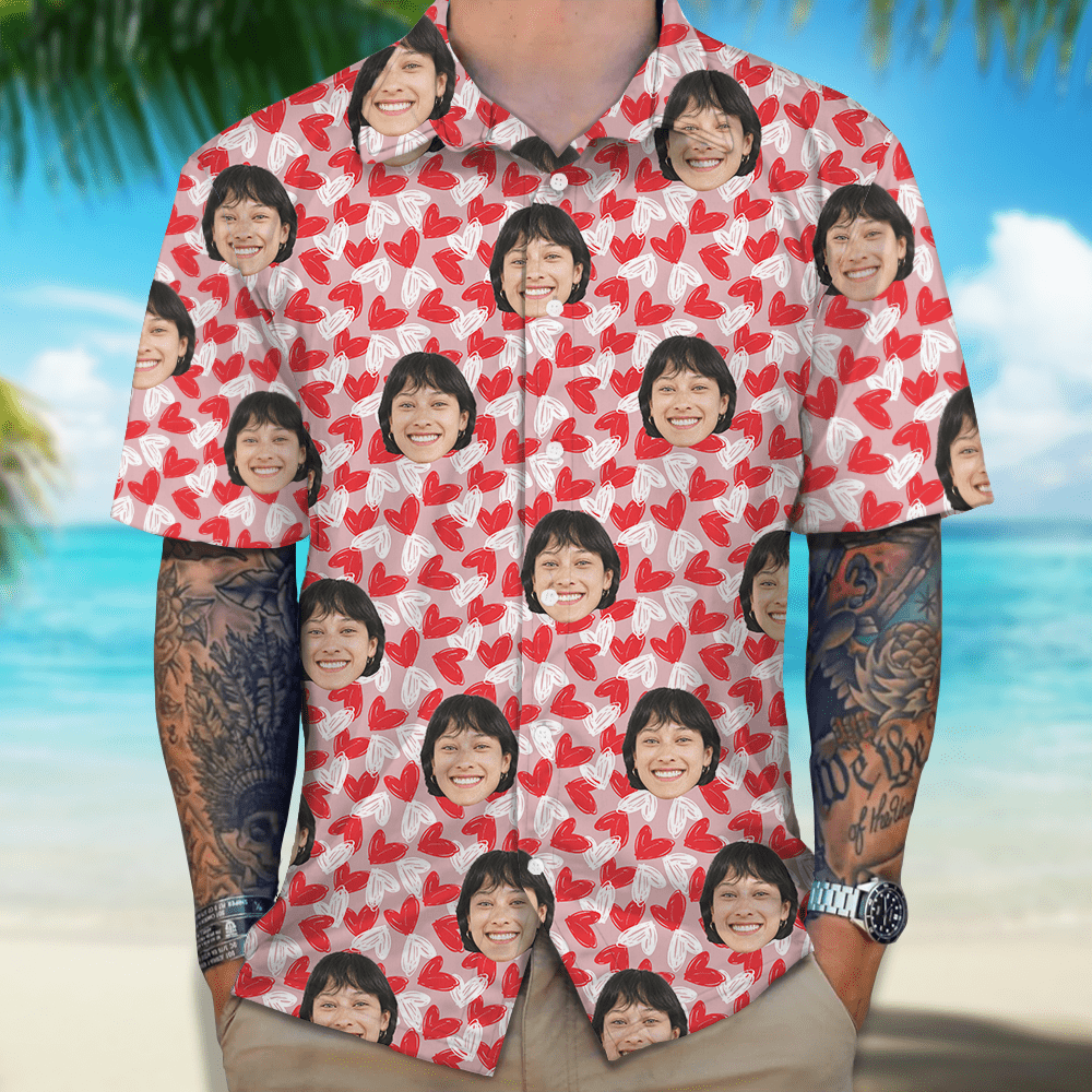 Custom Couple Face Hawaii Shirt Personalized Couple Photo Gifts Valentines Gift HA75 895056