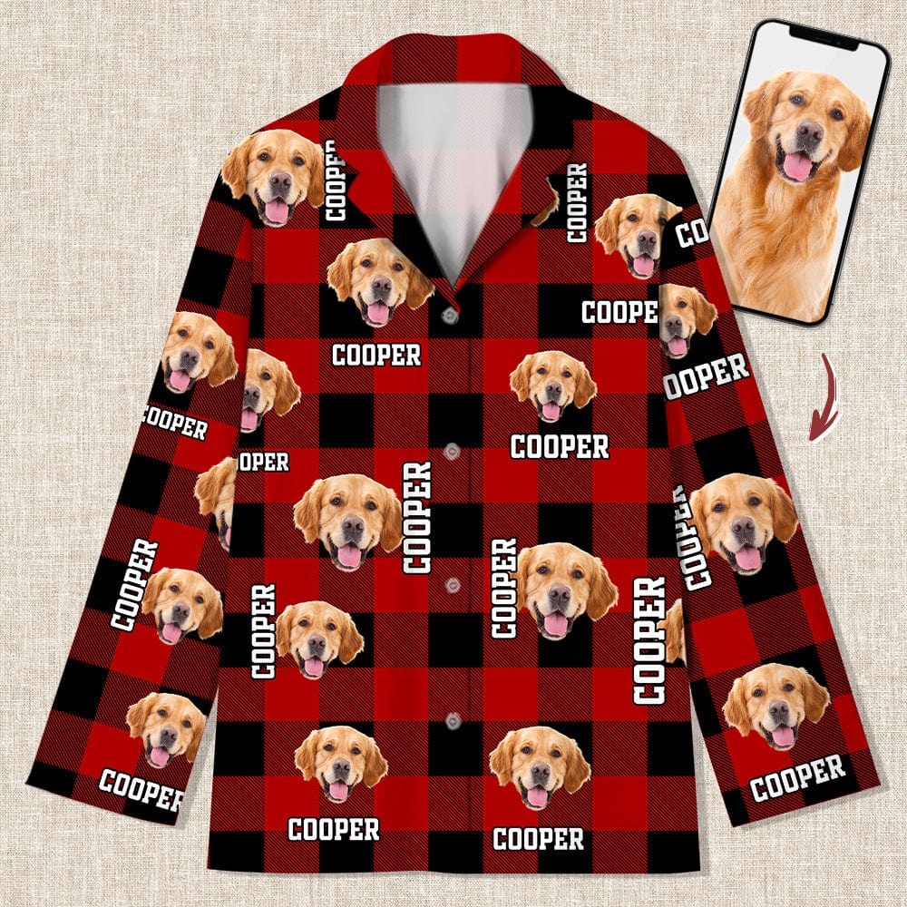 Custom Dog Cat Face Photo And Name Flannel Pajamas HO82 TA29 888737