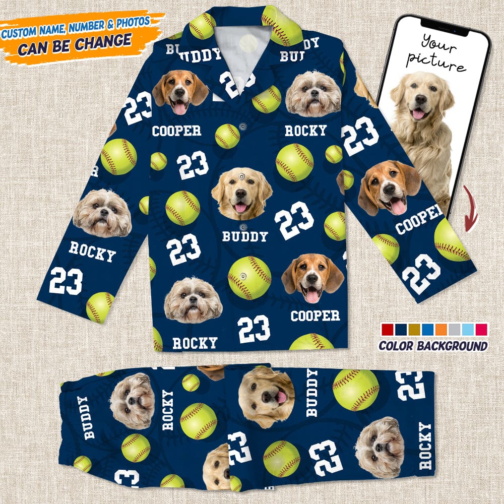 Custom Dog Cat Photo Softball For Pet Lover Pajamas T286 888809